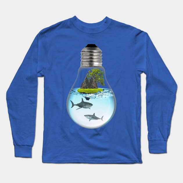 Shark LightBulb Long Sleeve T-Shirt by Ratherkool